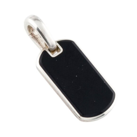DAVID YURMAN STERLING SILVER 925 ONYX CHEVRON DOGTAG - Picture 5 of 6